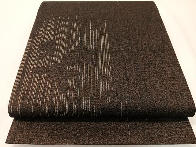 平和屋着物●全通柄袋帯 枝葉シルエット 金糸 正絹 逸品 CABG7823vp