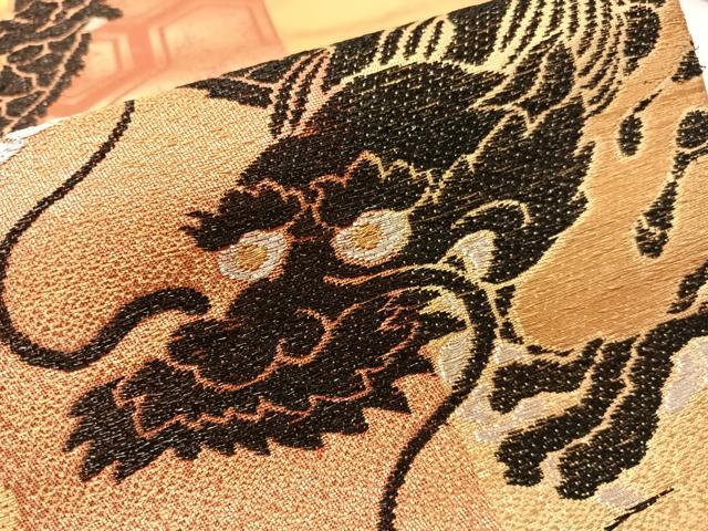 平和屋着物●アンティーク 大正ロマン 九寸名古屋帯 雲龍 金糸 正絹 逸品 CABG7826vp