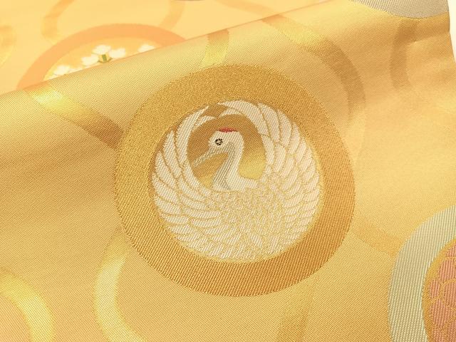 平和屋着物●織物一筋名門 織悦 全通柄 本袋帯 立涌花鳥蝶丸文 金糸 正絹 逸品 未使用 CABG7830vp