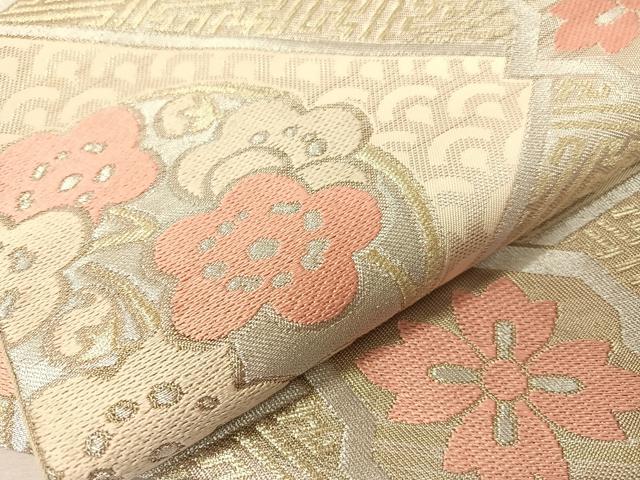 平和屋着物●西陣 川島織物 六通柄 本袋帯 花丸文 金銀糸 正絹 逸品 CABG7843vp
