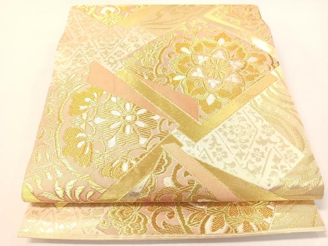 平和屋着物●西陣 川島織物 六通柄 本袋帯 色紙重ね花文 金糸 正絹 逸品 未使用 CABG7857vp