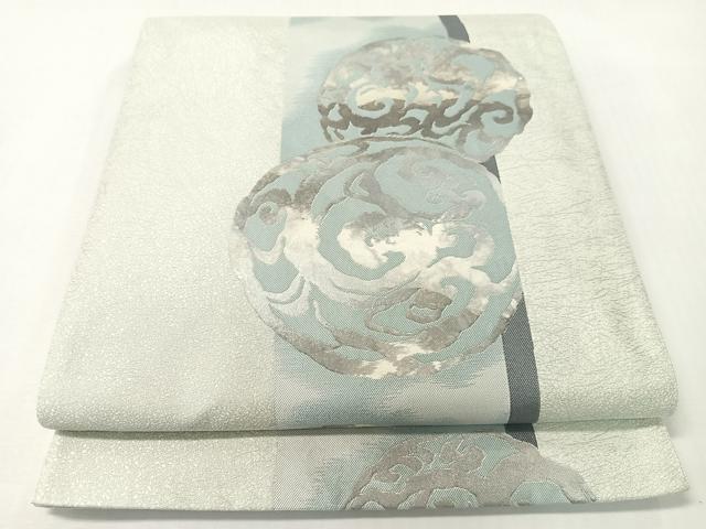 平和屋着物●BANKANわものや 六通柄袋帯 唐草丸文 銀糸 正絹 逸品 CABG7861vp
