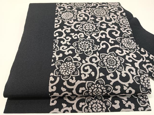 平和屋着物●九寸名古屋帯 作家物 伊勢型染 花唐草文 鬼しぼ縮緬 ますいわ屋扱い 正絹 逸品 CABG7864vp