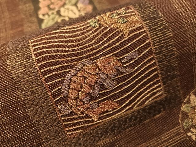 平和屋着物●太鼓柄袋帯 刺繍 紬地 動物更紗吉祥文 金糸 正絹 逸品 CABG7869vp