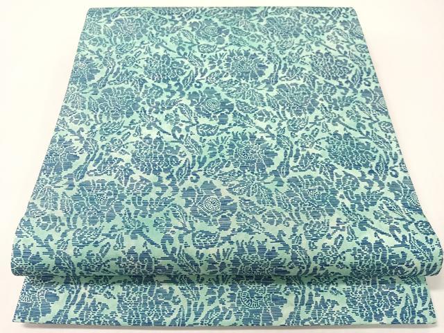 平和屋着物●BANKANわものや 両面 全通柄袋帯 洋花文 SALAMU たとう紙付き 正絹 逸品 未使用 CABG7871vp