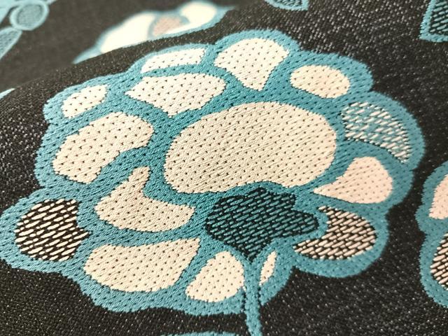 平和屋着物●両面 半幅帯 草花文 黒地 やまと誂製 正絹 逸品 CABG7873vp