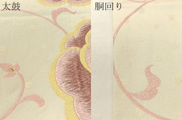 平和屋着物●両面 全通柄袋帯 唐織 花唐草文 金糸 やまと誂製 正絹 逸品 CABG7875vp