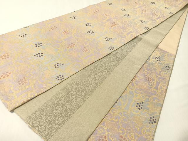 平和屋着物●両面 六通柄袋帯 葡萄唐草文 金糸 正絹 逸品 CABG7879vp