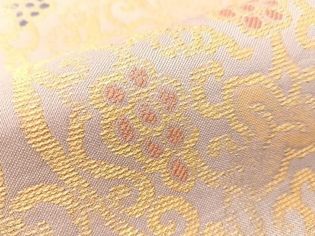 平和屋着物●両面 六通柄袋帯 葡萄唐草文 金糸 正絹 逸品 CABG7879vp