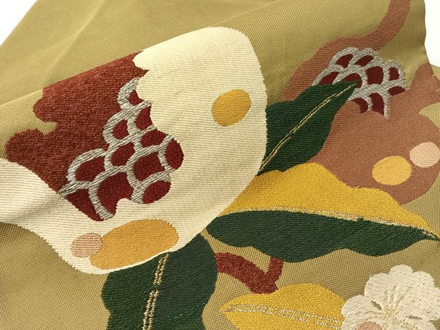 平和屋着物●アンティーク 大正ロマン 九寸名古屋帯 枝花文 金銀糸 正絹 逸品 CABG7884vp