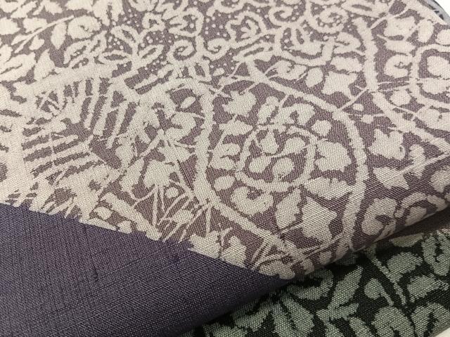 平和屋着物●全通柄 九寸名古屋帯 紬地 切嵌花唐草文 正絹 逸品 CABG7886vp