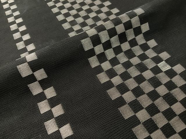 平和屋着物●八寸名古屋帯 梭々波織 Hide Collection 市松間道 黒地 金銀糸 正絹 逸品 CABG7888vp
