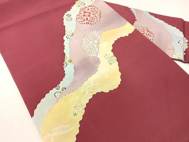 平和屋着物●東京友禅作家 田中種水 塩瀬 九寸名古屋帯 道長吉祥花鳥文 金彩 正絹 逸品 CABG7893vp