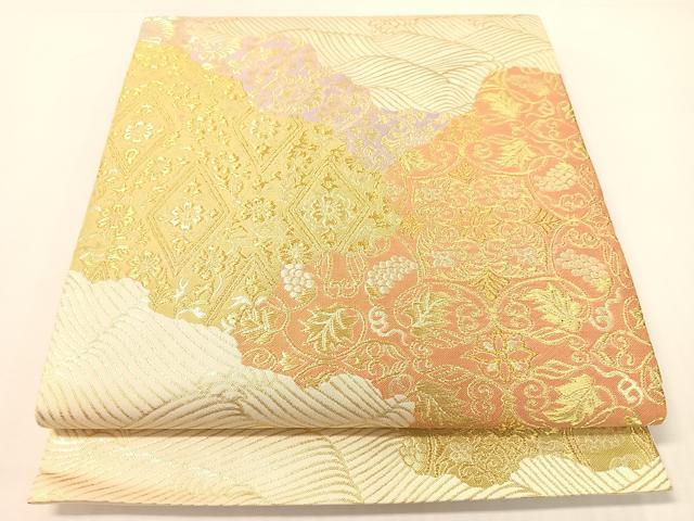 平和屋着物●西陣の名門 本家加納 六通柄袋帯 道長更紗葡萄唐草文 金糸 正絹 逸品 CABG7897vp