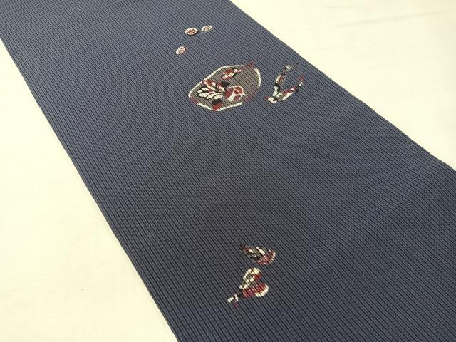 平和屋着物●九寸開き名古屋帯 型染め 成り物 鬼しぼ縮緬 正絹 逸品 CABG7911vp