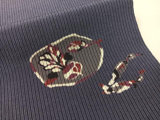平和屋着物●九寸開き名古屋帯 型染め 成り物 鬼しぼ縮緬 正絹 逸品 CABG7911vp