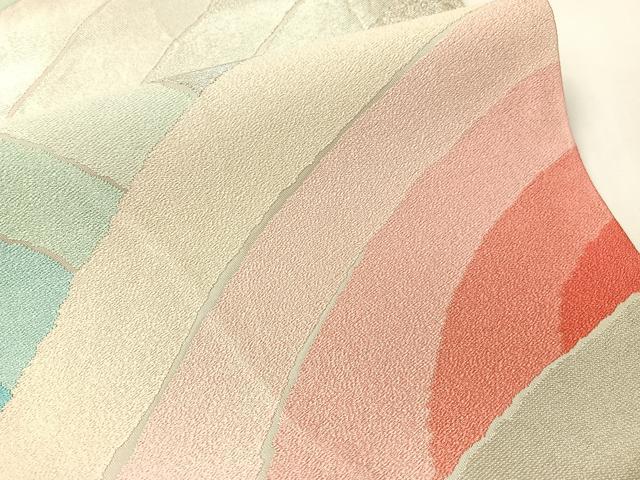 平和屋着物●西陣 白綾苑大庭 六通柄袋帯 青海波 銀糸 正絹 逸品 CABG7921vp