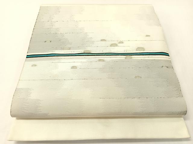 平和屋着物●太鼓柄袋帯 横段吉祥文 銀糸 正絹 逸品 CABG7922vp