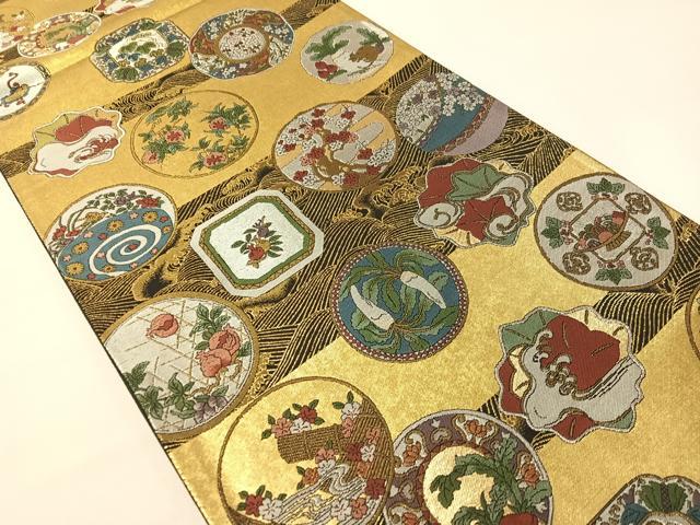 平和屋着物●西陣 六通柄袋帯 粋ごの美 黒地 金銀糸 正絹 逸品 未使用 CABG7939vp