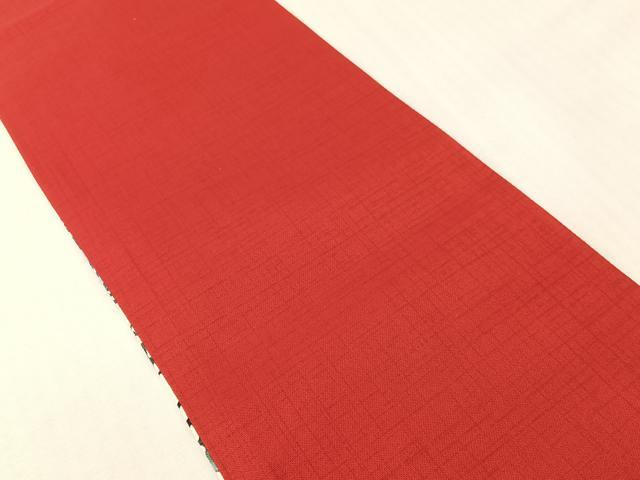 平和屋着物●両面 半幅帯 型染め 草花文 正絹 逸品 未使用 CABG7952vp