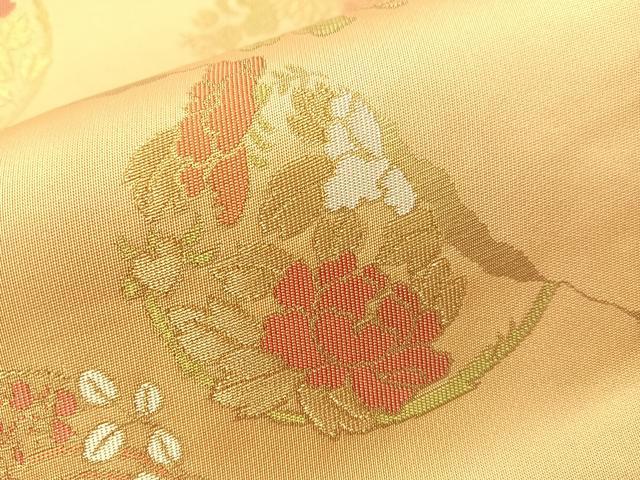 平和屋着物●西陣 川島織物 六通柄 本袋帯 草花丸文 金銀糸 正絹 逸品 CABG7990vp
