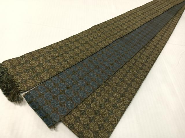 平和屋着物●男性　本場筑前博多織　両面　角帯　吉祥丸文　正絹　逸品　CABG7999vp 平和屋着物○男性 本場筑前博多織 両面 角帯 吉祥丸文 正絹 逸品