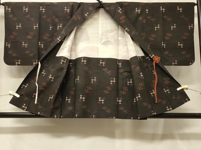 平和屋着物#国指定重要無形文化財 本場久米島紬 手織 道中着 正絹 逸品 CABG8006in