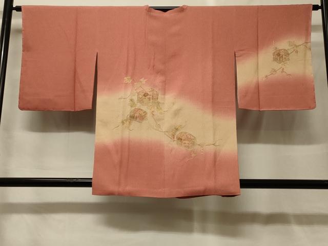 平和屋着物#中国三大刺繍 スワトウ刺繍 道行コート 文箱葡萄蔦の葉文 暈し染め 正絹 逸品 未使用 CABG8012in