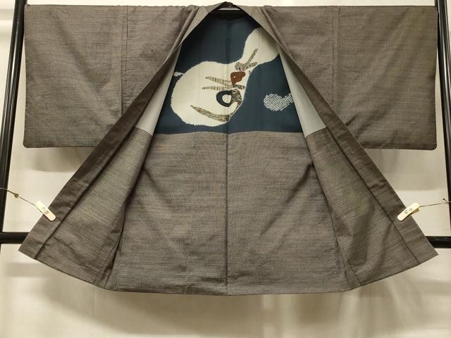 平和屋着物#男性 本場大島紬 長羽織 格子柄 正絹 逸品 CABG8019in