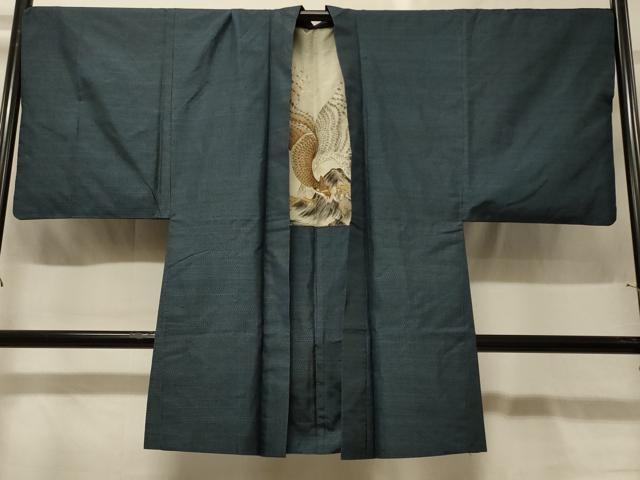 平和屋着物#男性 本場大島紬 長羽織 格子柄 正絹 逸品 CABG8029in