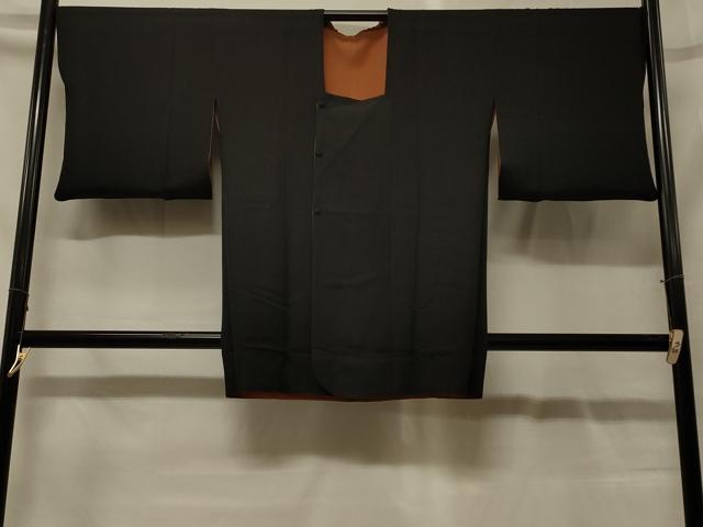 平和屋着物#道行コート リバーシブル 霞文 暈し染め 黒地 正絹 逸品 CABG8032in