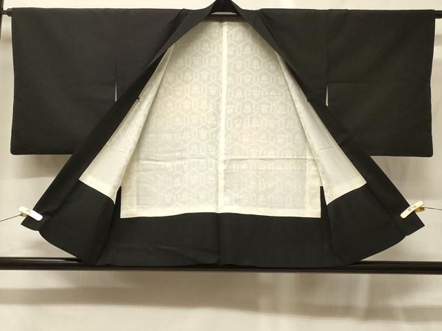 平和屋着物#羽織 寿光織 雲取り扇面花文 黒地 金銀糸 正絹 逸品 CABG8036in