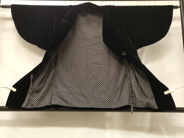 平和屋着物#和装コート 黒地 ベロア 交織 CABG8050in