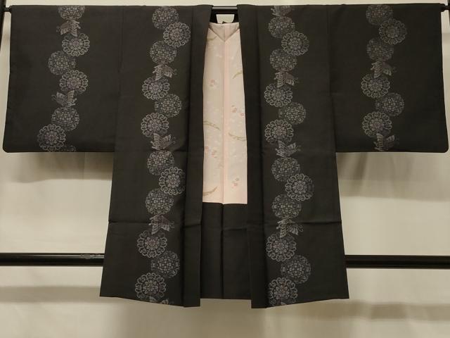 平和屋着物#本場大島紬 羽織 正倉院花蝶間道 ほていや扱い 正絹 逸品 CABG8063in