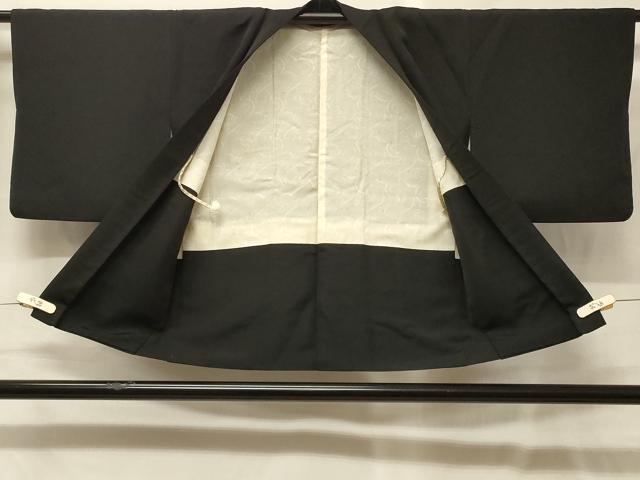 平和屋着物#羽織 総刺繍 流水草花文 黒地 正絹 逸品 CABG8065in