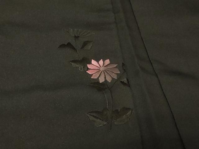 平和屋着物#羽織 総刺繍 流水草花文 黒地 正絹 逸品 CABG8065in