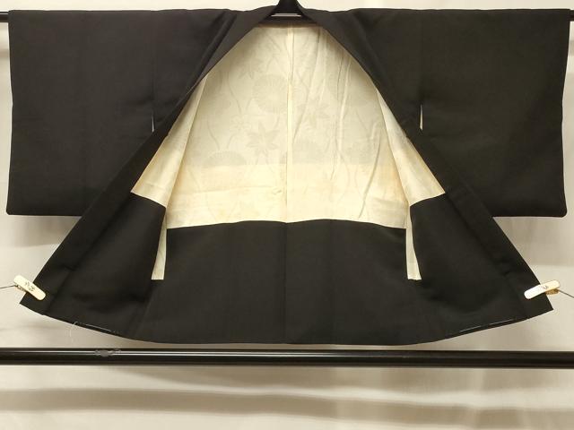 平和屋着物#羽織 寿光織 雲取り貝桶花文 黒地 金銀糸 正絹 逸品 CABG8071in