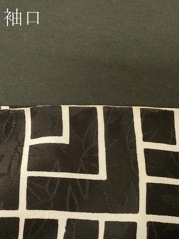 平和屋着物#道行コート 幾何学文様 黒地 正絹 逸品 CABG8075in