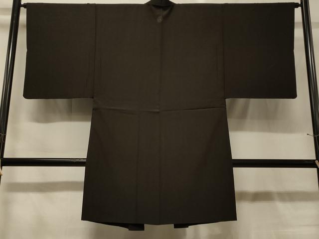 平和屋着物#男性 紬 長羽織 羽裏:富士山・龍 黒地 正絹 逸品 CABG8076in