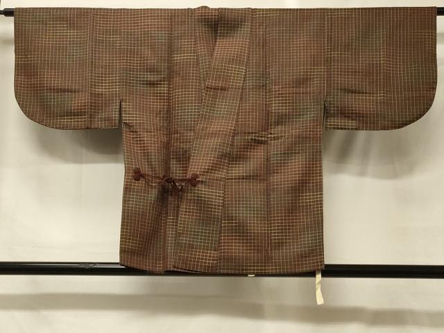 平和屋着物#道中着 雨コート 格子柄 正絹 逸品 CABG8081in