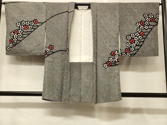 平和屋着物#羽織 総絞り 枝花文 黒地 正絹 逸品 未使用 CABG8083in