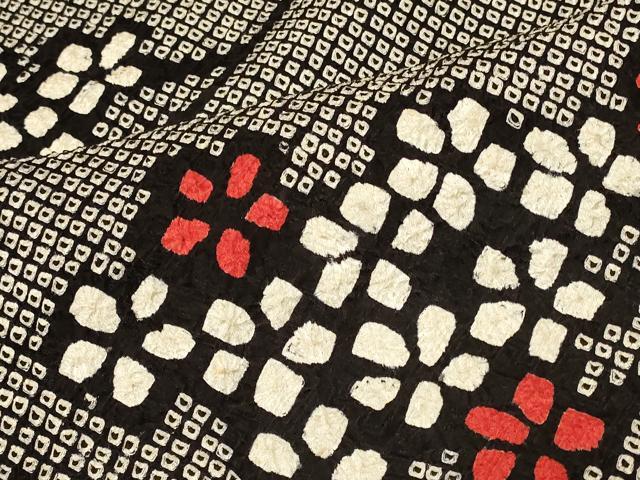 平和屋着物#羽織 総絞り 枝花文 黒地 正絹 逸品 未使用 CABG8083in