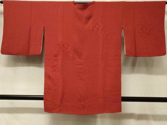 平和屋着物#中国三大刺繍 スワトウ刺繍 総刺繍 道行コート 色無地 正倉院花地紋 茜色 正絹 逸品 CABG8105in