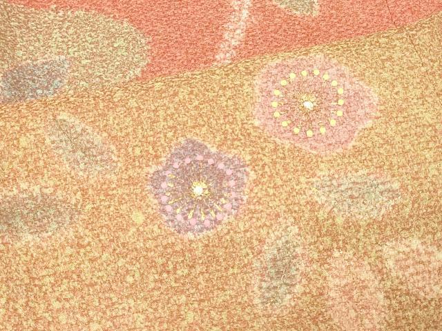 平和屋着物#道行コート 霞草花文 金彩 ロング丈 正絹 逸品 CABG8107in