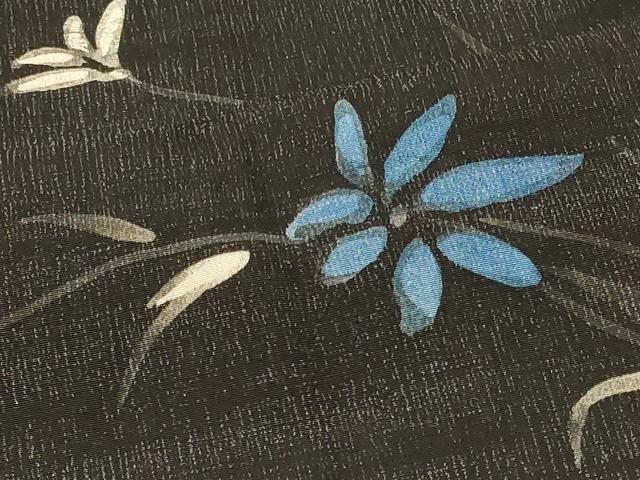 平和屋着物#羽織 枝花文 黒地 正絹 逸品 CABG8114in