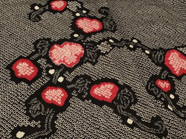 平和屋着物#羽織 総絞り 蔦の葉文 黒地 正絹 逸品 CABG8118in