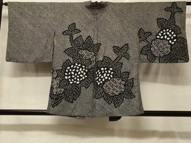 平和屋着物#羽織 総絞り 紫陽花 黒地 正絹 逸品 CABG8119in