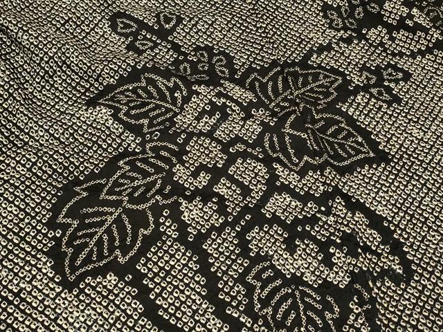 平和屋着物#羽織 総絞り 草花文 黒地 正絹 逸品 CABG8128in