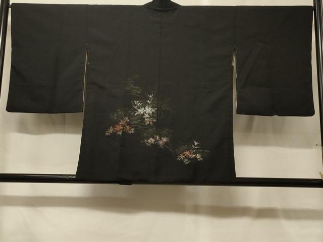 平和屋着物#羽織 寿光織 草花文 黒地 金銀糸 正絹 逸品 CABG8140in