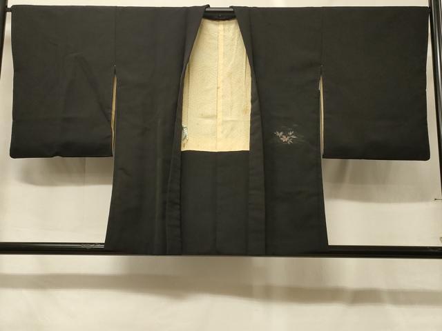 平和屋着物#羽織 寿光織 草花文 黒地 金銀糸 正絹 逸品 CABG8140in